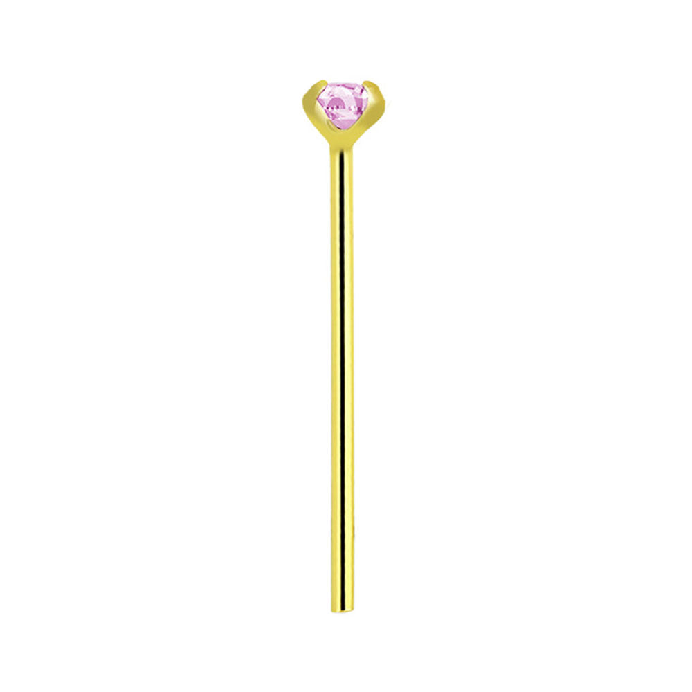 14K Solid Gold Fishtail Nose Stud 22G 11mm with CZ - 3 Colors - photo 8