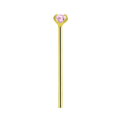 14K Solid Gold Fishtail Nose Stud 22G 11mm with CZ - 3 Colors - photo 8