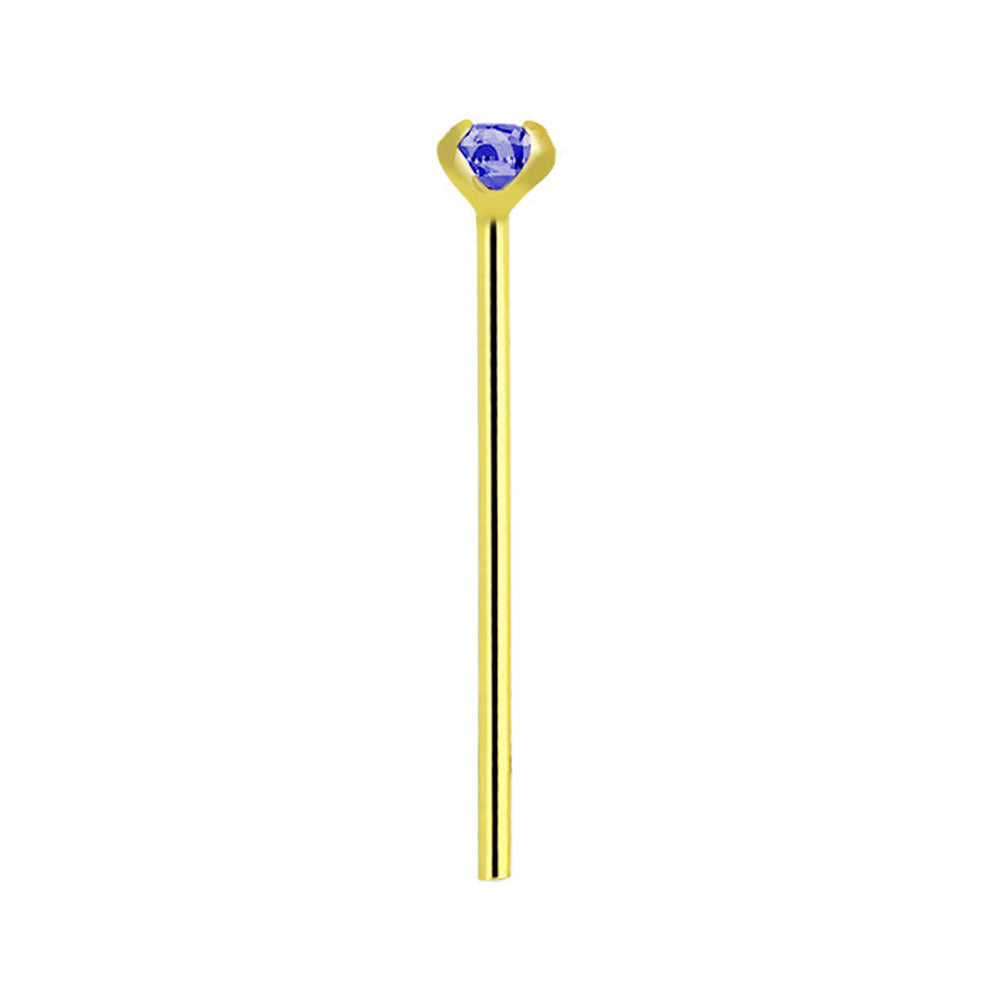 14K Solid Gold Fishtail Nose Stud 22G 11mm with CZ - 3 Colors - photo 9