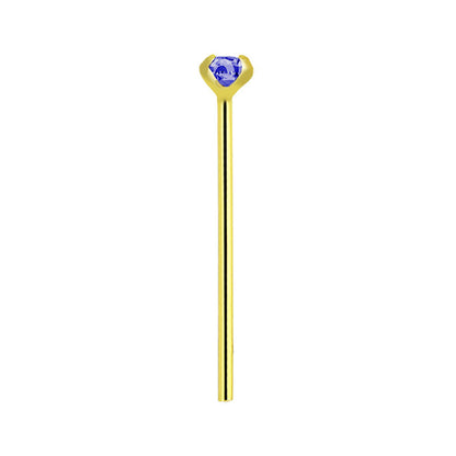14K Solid Gold Fishtail Nose Stud 22G 11mm with CZ - 3 Colors - photo 9
