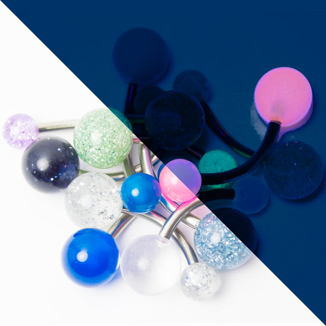Surgical Steel Acrylic Glitter Belly Button Ring 14 Gauge - 10 Pack - Kruelty - Photo 2