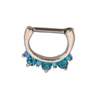Surgical Steel Septum Piercing Kit Blue CZ Clicker - 10 Pack