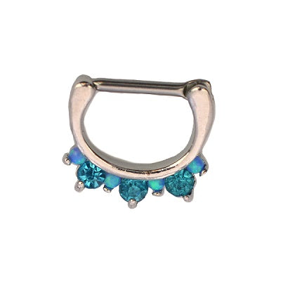 Surgical Steel Septum Piercing Kit Blue CZ Clicker - 10 Pack