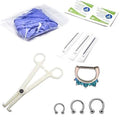 Surgical Steel Septum Piercing Kit Blue CZ Clicker - 10 Pack