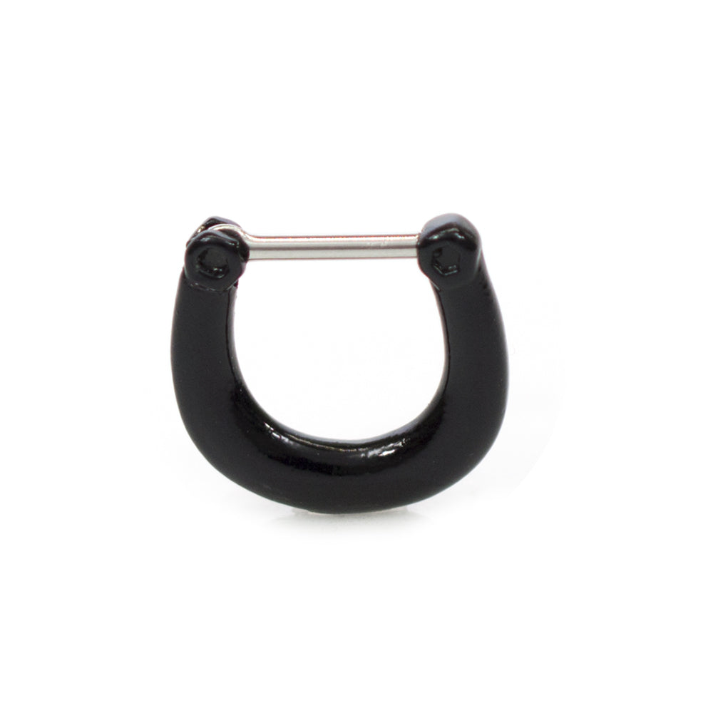 Surgical Steel Septum Piercing Kit Black CZ Clicker - 10 Pack