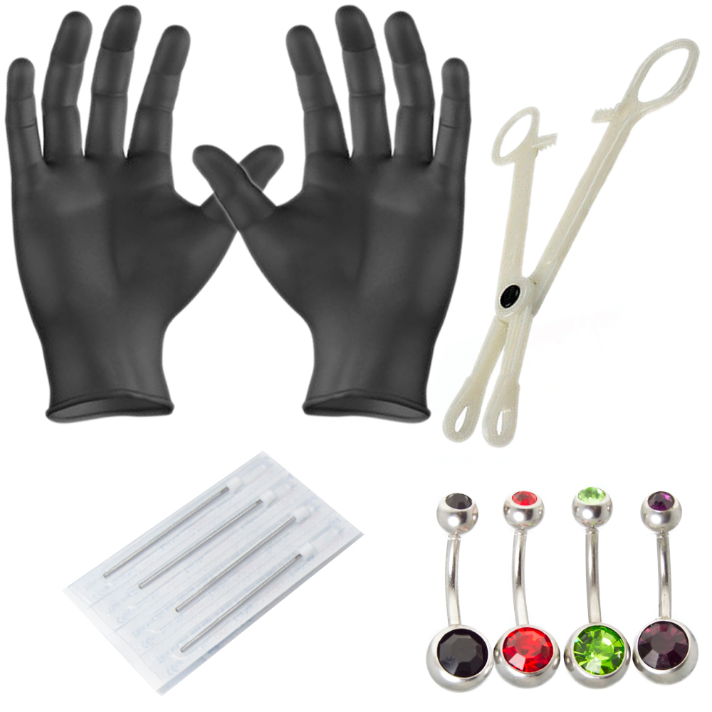 Surgical Steel LionGothic Belly Piercing Kit - 10 Pack