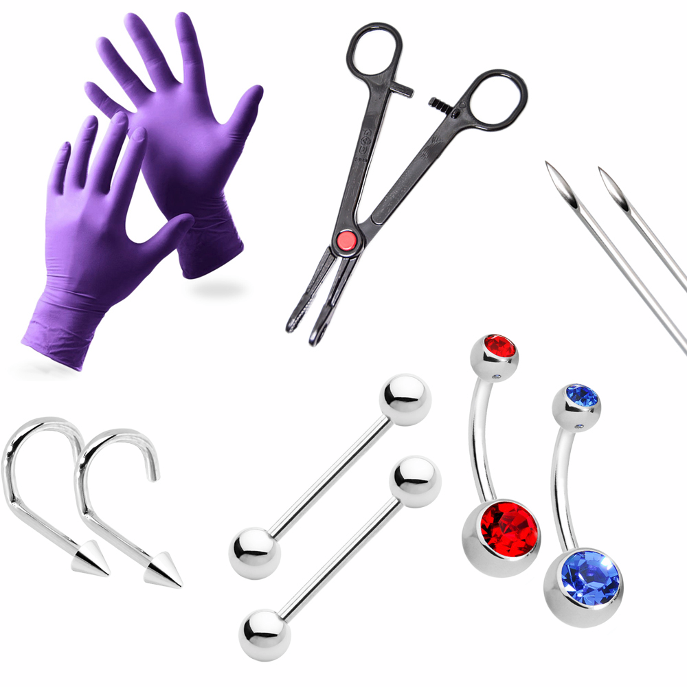 LionGothic Titanium Professional Piercing Kit - 10 Pack