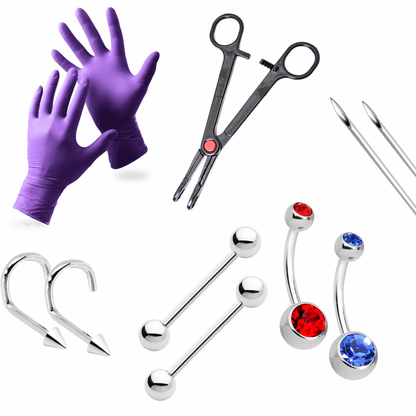 LionGothic Titanium Professional Piercing Kit - 10 Pack