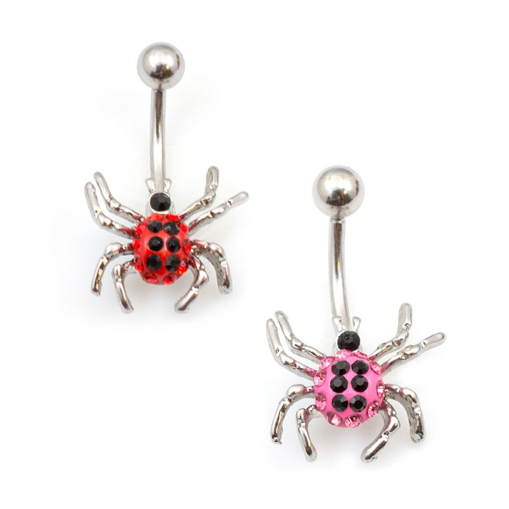 Surgical Steel 14 Gauge Belly Button Ring with CZ Spider