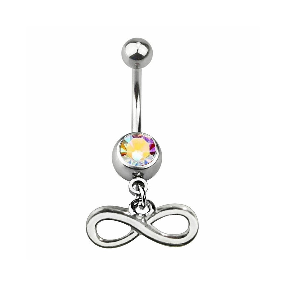 Surgical Steel 14 Gauge Belly Ring with Dangling Infinity Symbol - photo 2