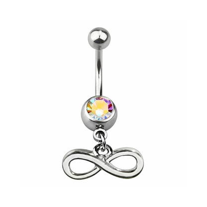 Surgical Steel 14 Gauge Belly Ring with Dangling Infinity Symbol - photo 2