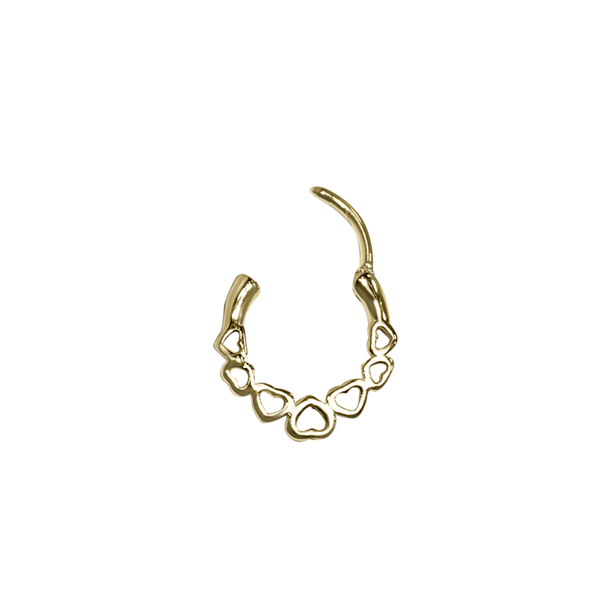 Surgical Steel 16 Gauge Hinged Septum Clicker Ring with Gold Heart - photo 3