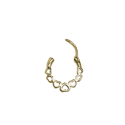 Surgical Steel 16 Gauge Hinged Septum Clicker Ring with Gold Heart - photo 3