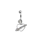 Surgical Steel 14 Gauge Arrow Through Heart CZ Dangle Belly Ring