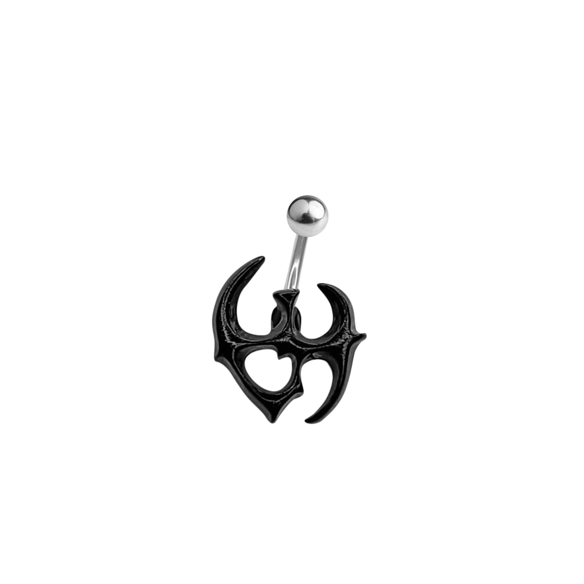 Surgical Steel & Acrylic 14 Gauge Black Tribal Design Belly Ring