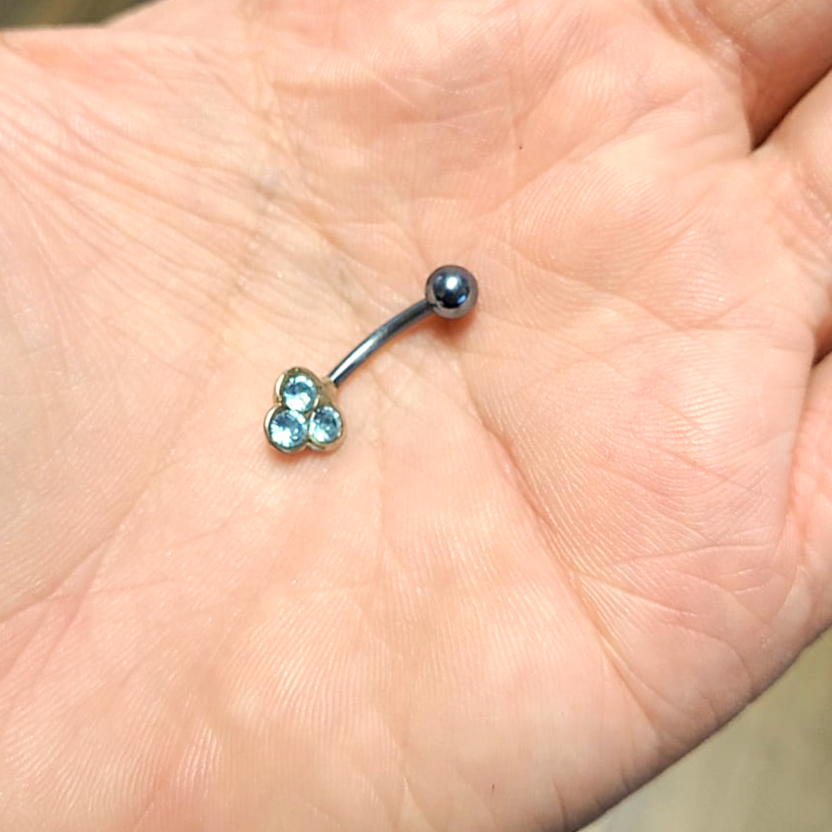 Titanium 14 Gauge Belly Ring with Triple Jewel Design - photo 7