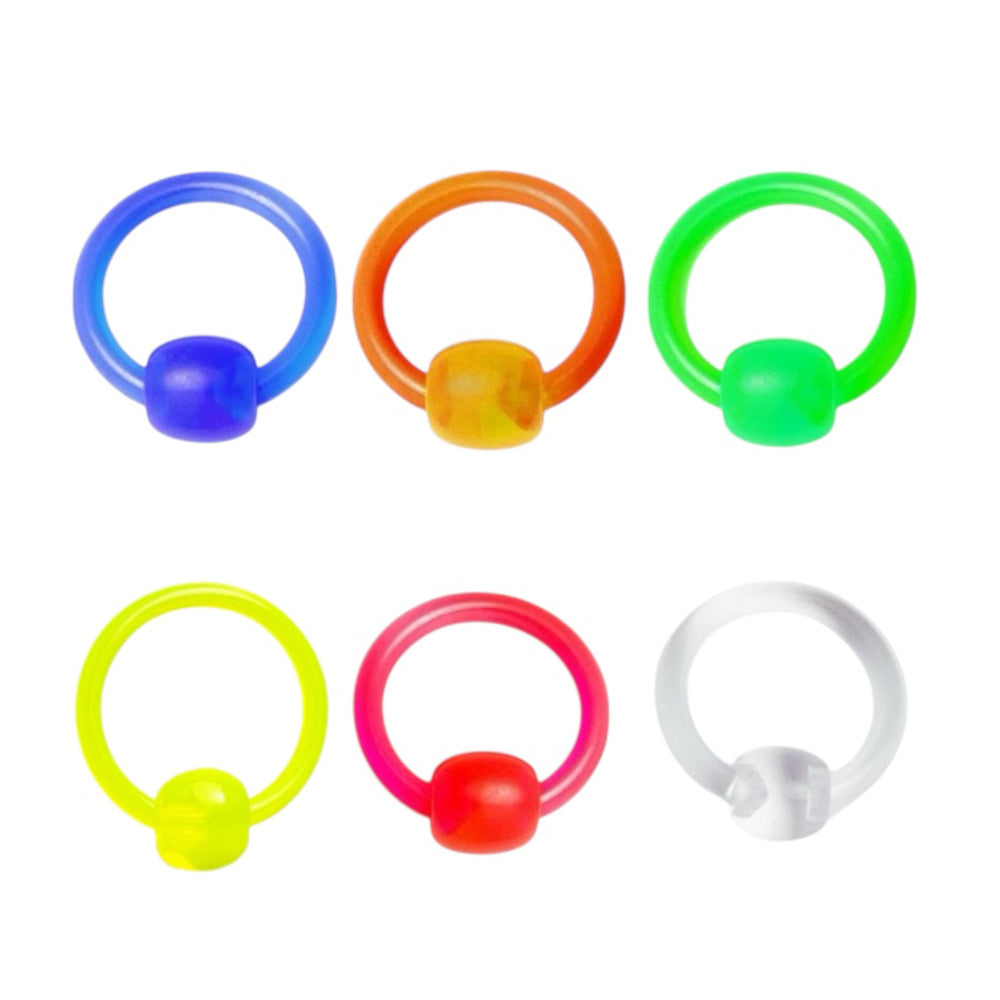 UV Acrylic 10 Gauge Captive Bead Rings CBR - Pair