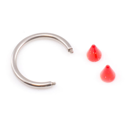 Surgical Steel 10 Gauge Horseshoe Barbell with Acrylic Spike - Pair - photo 2