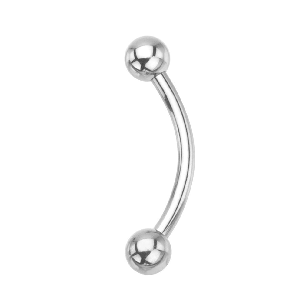 Surgical Steel 10 Gauge Curved Barbell with Steel Ball