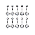 Surgical Steel 14 Gauge Double Clear CZ Belly Button Rings - 10 Pack