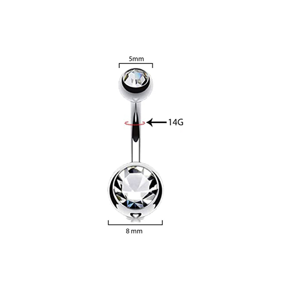 Surgical Steel 14 Gauge Double Clear CZ Belly Button Rings - 10 Pack