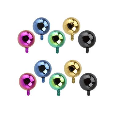 Anodized Titanium 14 Gauge Dermal Top Balls - 10 Pack