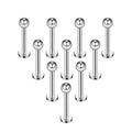 Surgical Steel 16 Gauge Flat Back Labret Studs - 10 Pack