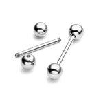 Surgical Steel Tongue Ring Straight Barbell 14 Gauge & Clear - 10 Pack - Kruelty - Photo 6