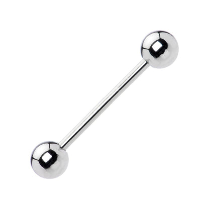 Surgical Steel Tongue Ring Straight Barbell 14 Gauge & Clear - 10 Pack