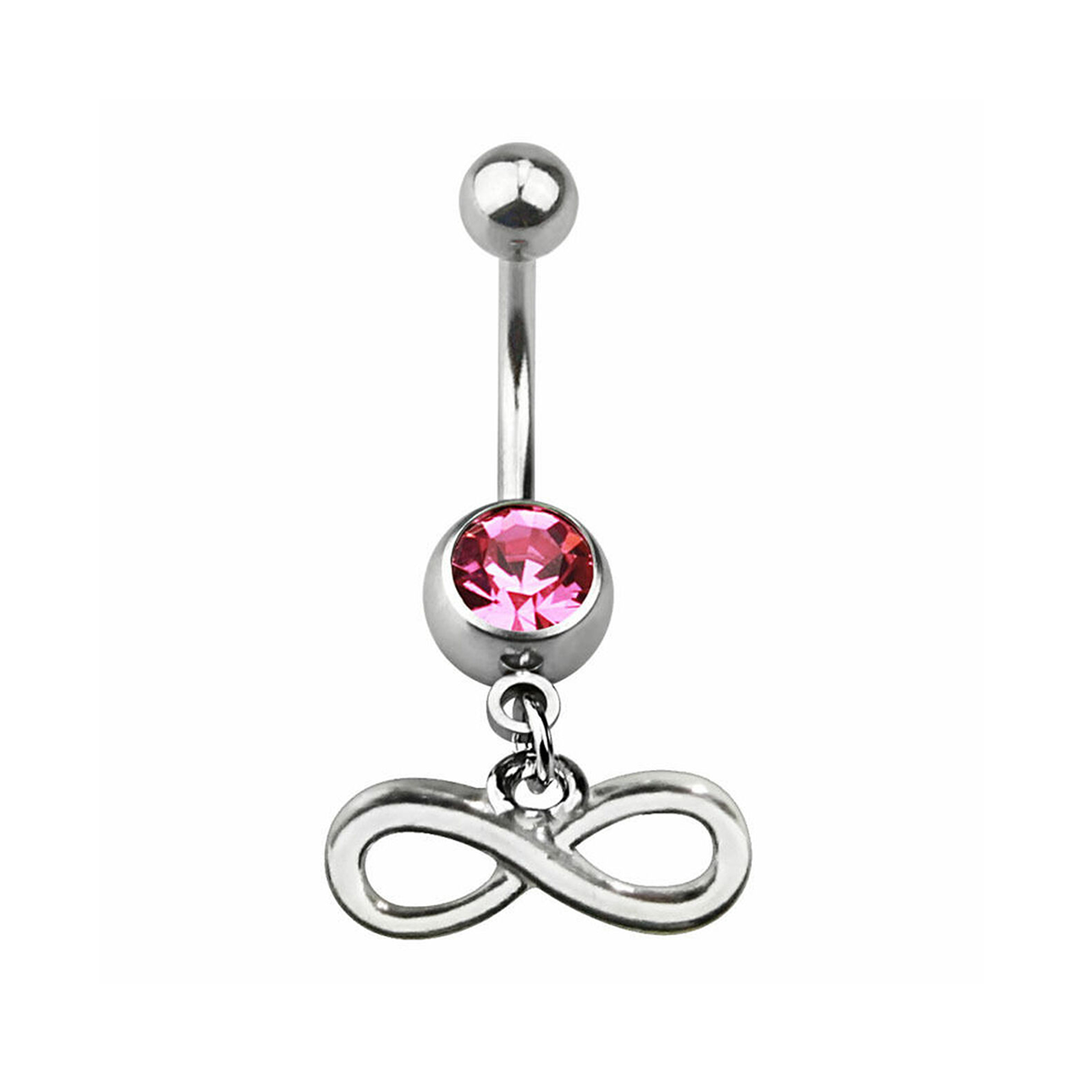 Surgical Steel 14 Gauge Belly Ring with Dangling Infinity Symbol - photo 3