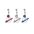 Surgical Steel 14 Gauge Arrow Through Heart CZ Dangle Belly Ring