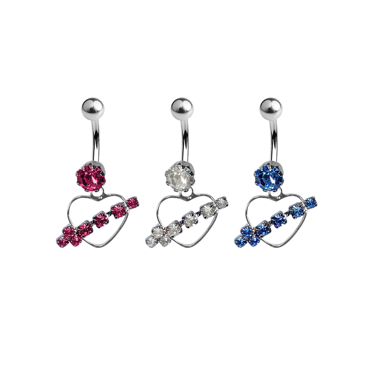 Surgical Steel 14 Gauge Arrow Through Heart CZ Dangle Belly Ring