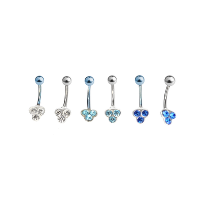 Titanium 14 Gauge Belly Ring with Triple Jewel Design