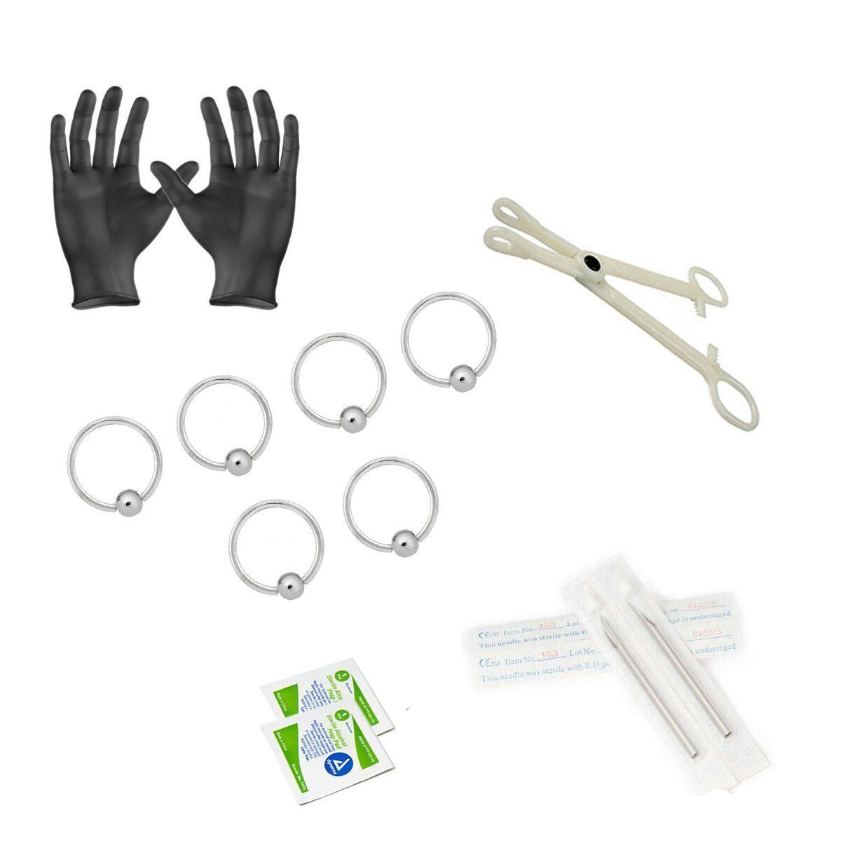 Surgical Steel 14 Gauge Captive Bead Ring Piercing Kit - 12 Pack