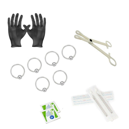 Surgical Steel 16 Gauge Captive Bead Ring Piercing Kit - 12 Pack