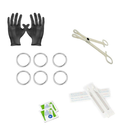 Surgical Steel Hinged Ring Kit 14 Gauge with Needles - 12 Pack