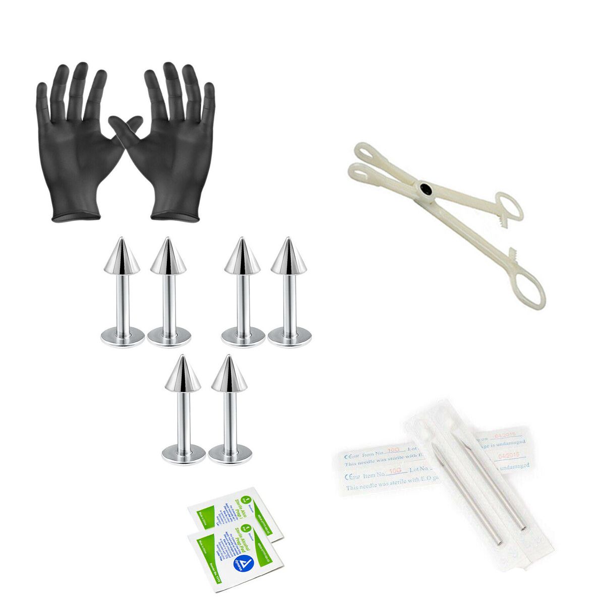 Surgical Steel 14 Gauge Labret Lip Monroe Cartilage Piercing Kit