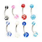 Acrylic Belly Button Rings 14 Gauge 10mm with Star & Heart - 8 Pack