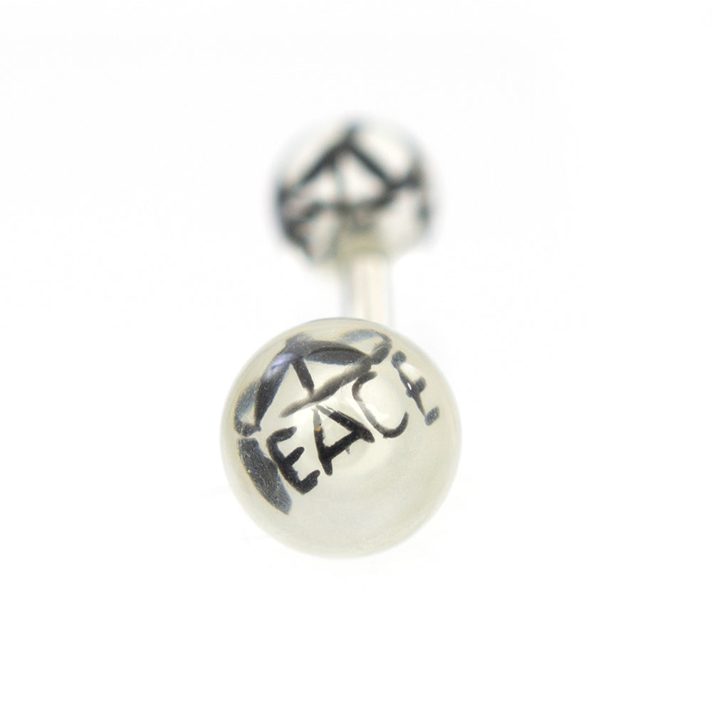 Surgical Steel Belly Rings 14 Gauge 10mm with Peace Sign - 6 Pack - photo 2