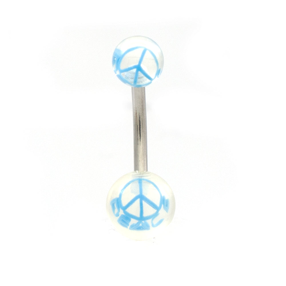 Surgical Steel Belly Rings 14 Gauge 10mm with Peace Sign - 6 Pack - photo 3