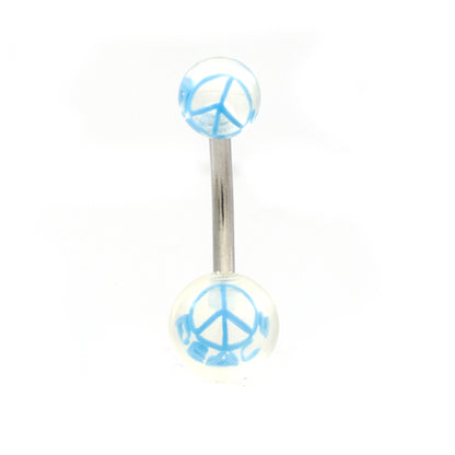 Surgical Steel Belly Rings 14 Gauge 10mm with Peace Sign - 6 Pack - photo 3