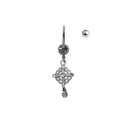 Surgical Steel Belly Button Ring 14 Gauge 11mm with Art Deco CZ Dangle - photo 2