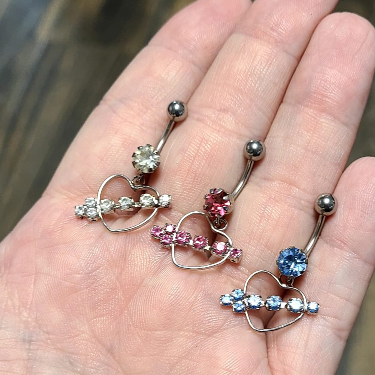 Surgical Steel 14 Gauge Arrow Through Heart CZ Dangle Belly Ring