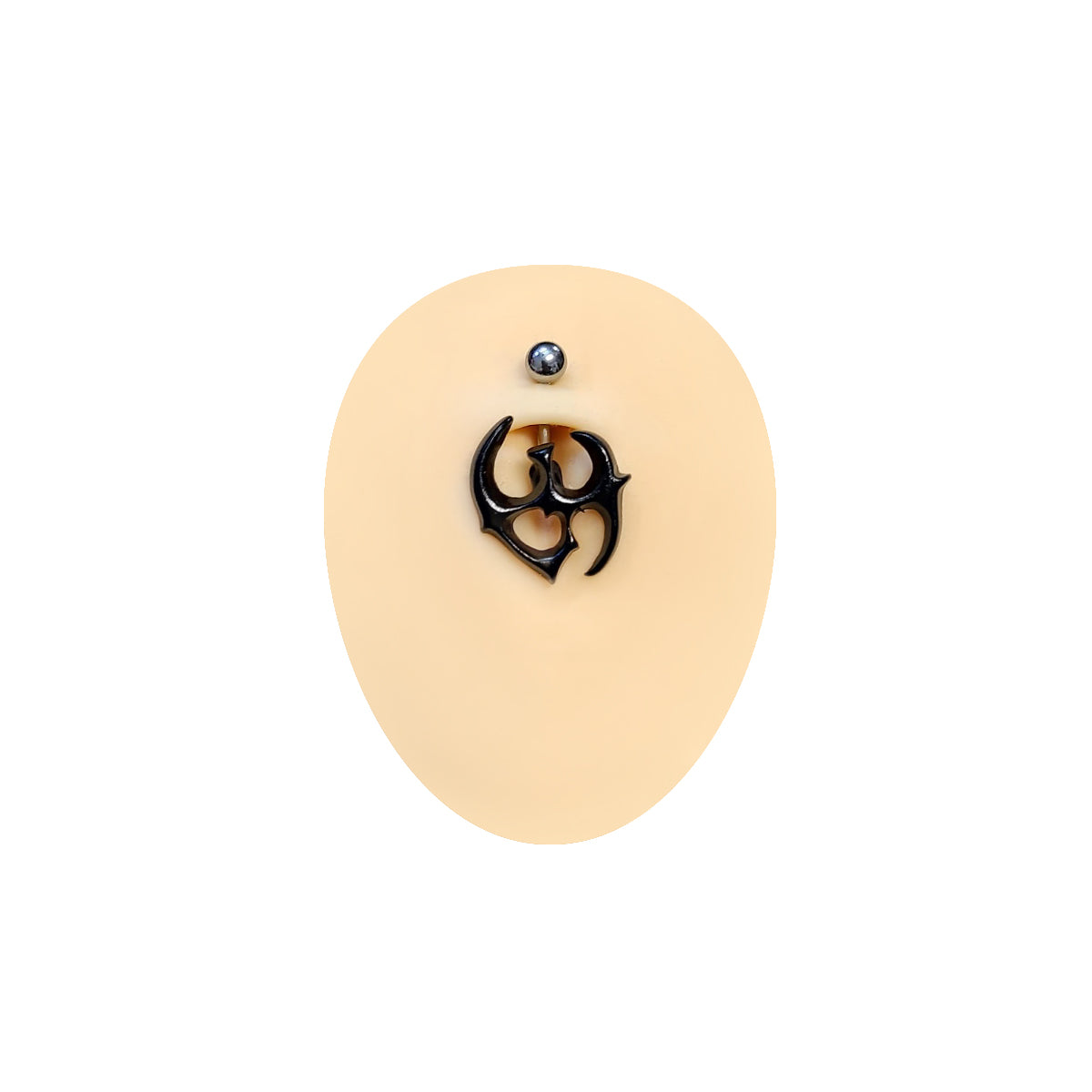 Surgical Steel & Acrylic 14 Gauge Black Tribal Design Belly Ring