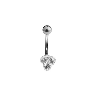 Titanium 14 Gauge Belly Ring with Triple Jewel Design - photo 4