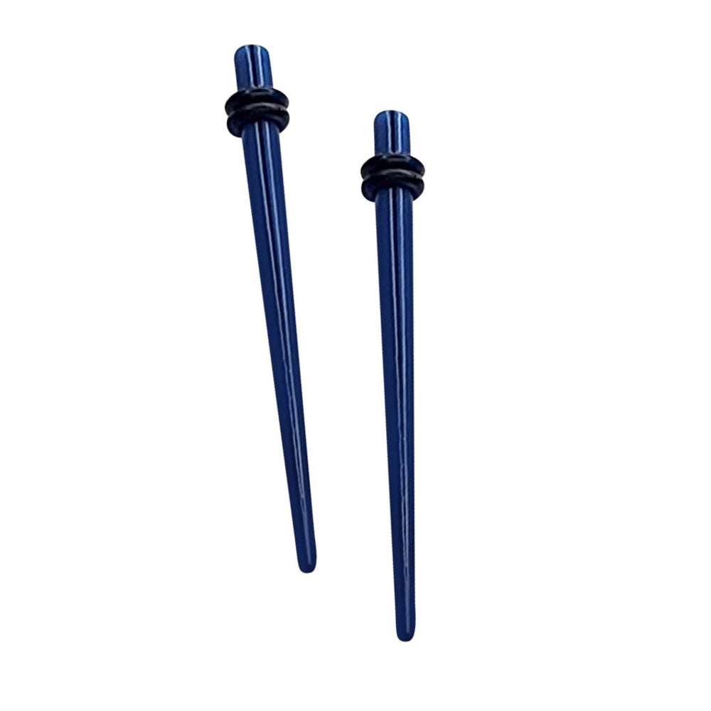 Acrylic 12 Gauge Solid Dark Blue Ear Tapers Stretching Kit - Pair