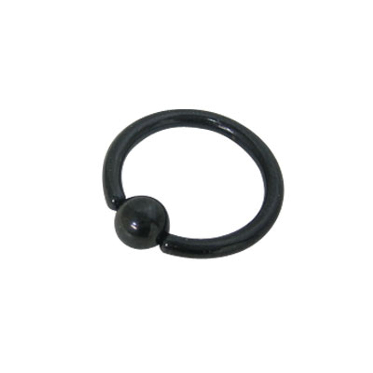 Surgical Steel 12 Gauge Captive Bead Ring with PVD Black Closure Ball