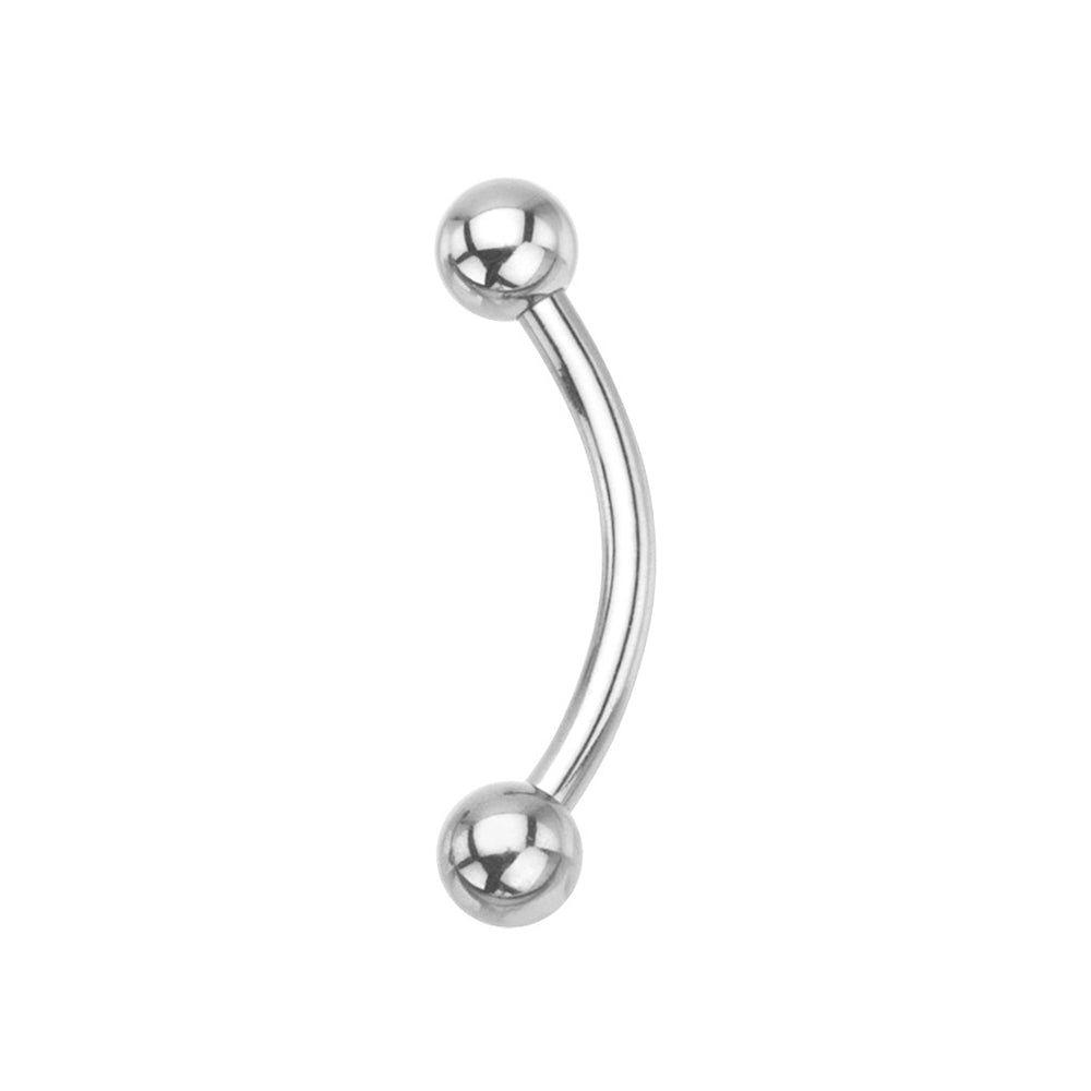 Surgical Steel 12 Gauge Curved Barbell with Steel Ball