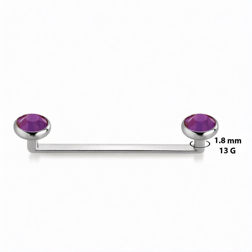 Surgical Steel 13 Gauge Barbell Surface with Press Fit Flat CZ