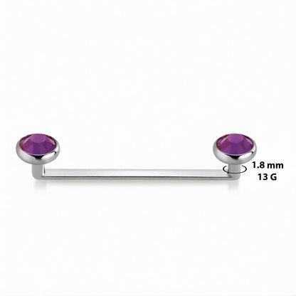 Surgical Steel 13 Gauge Barbell Surface with Press Fit Flat CZ